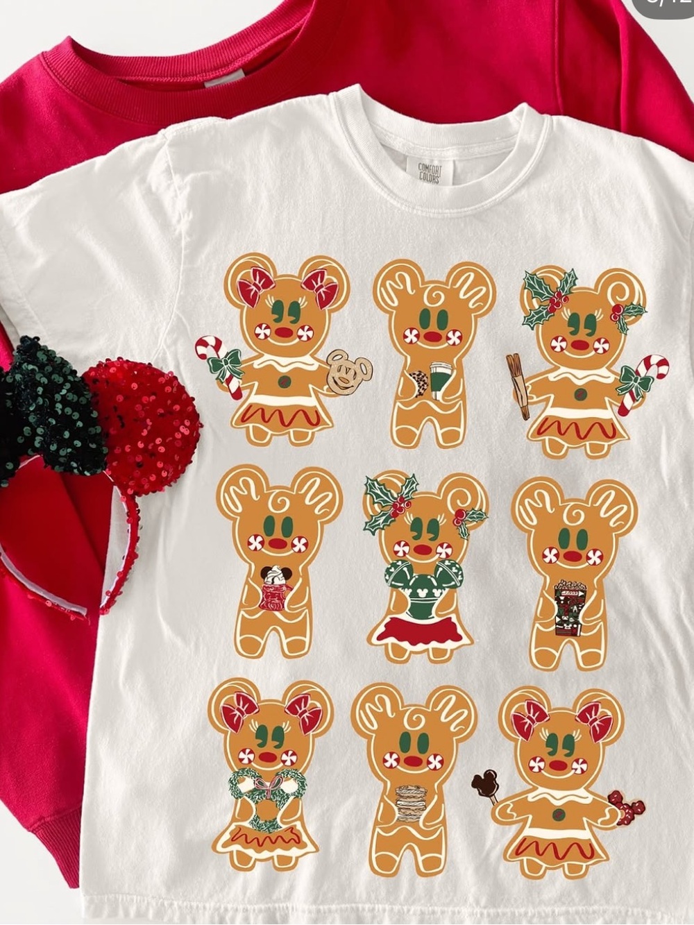 Disney Gingerbread Mickey Mouse + Minnie Mouse Inspired Christmas Holiday Shirt